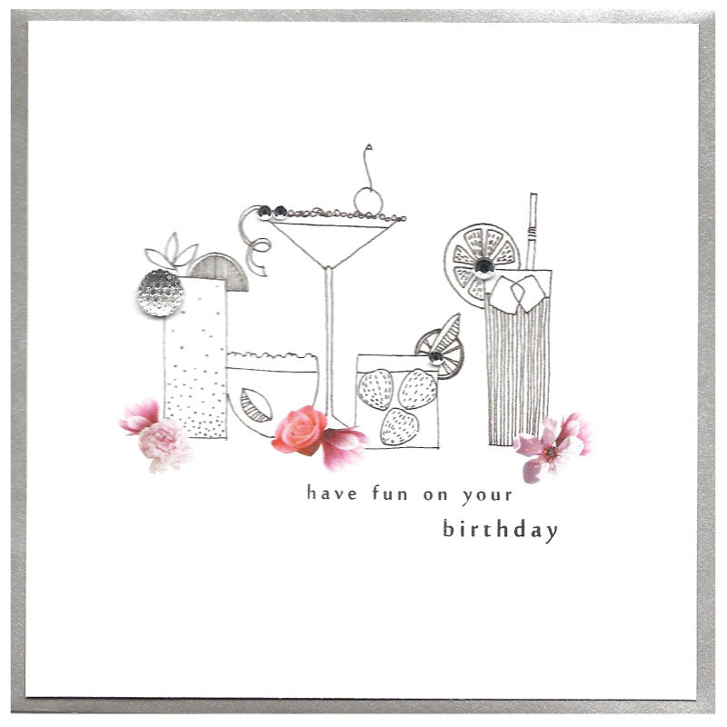 Piccadilly Greetings Card - Have Fun on your Birthday , Cocktails