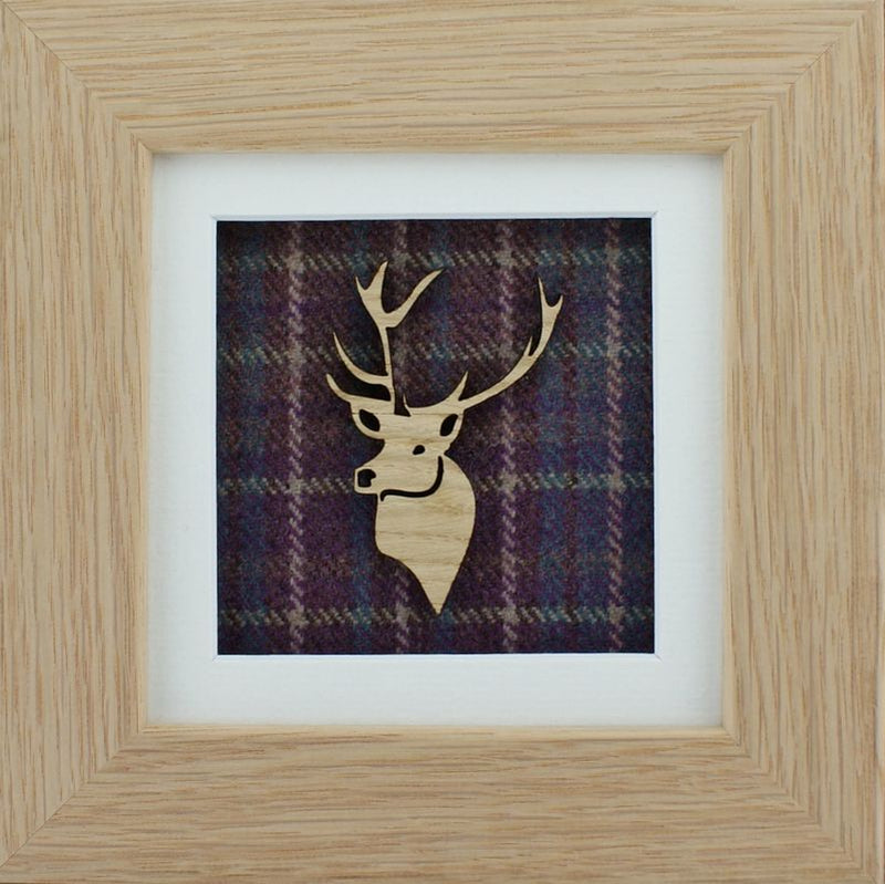 The Damside - Scottish Life Framed Picture - Heather Plaid  Stag